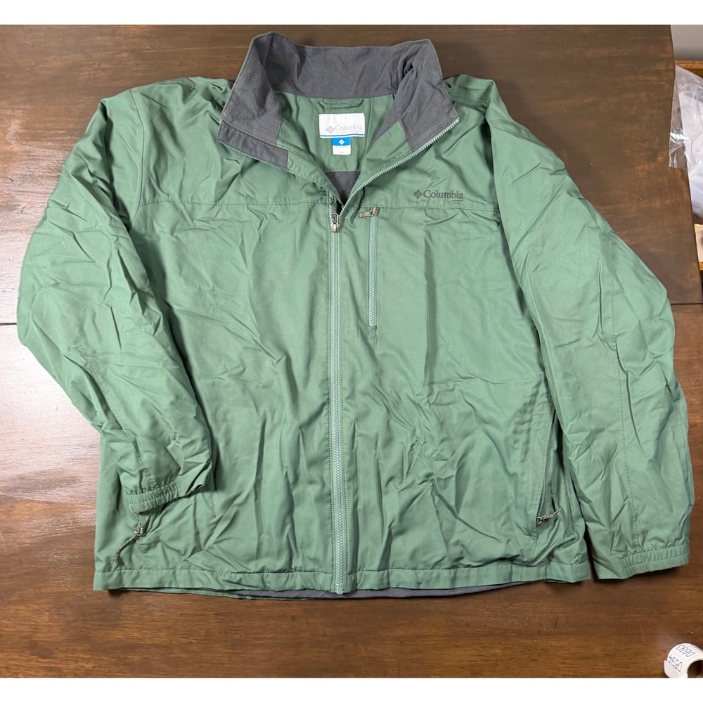 Columbia Jacket Mens XXL Green Excellent Ripstop Fleece Lined Full Zip Outdoor